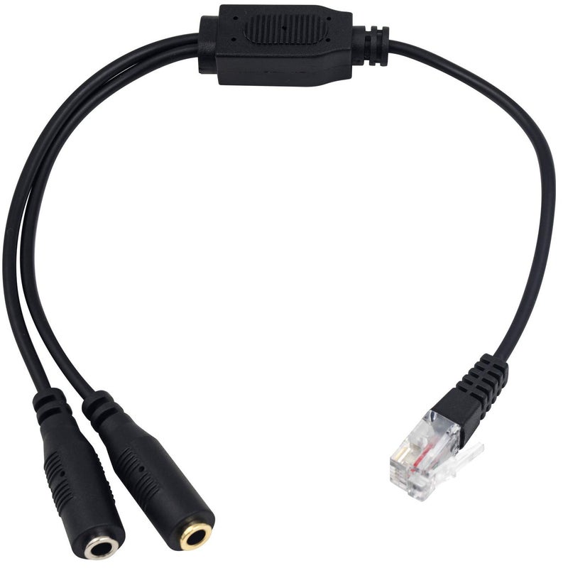 Poyiccot RJ9 to 3.5mm Adapter, RJ9 Male to Dual 3.5mm Female Headphone Adapter for Telephone Audio Adapter Headset Buddy Cable for Office - Image 1